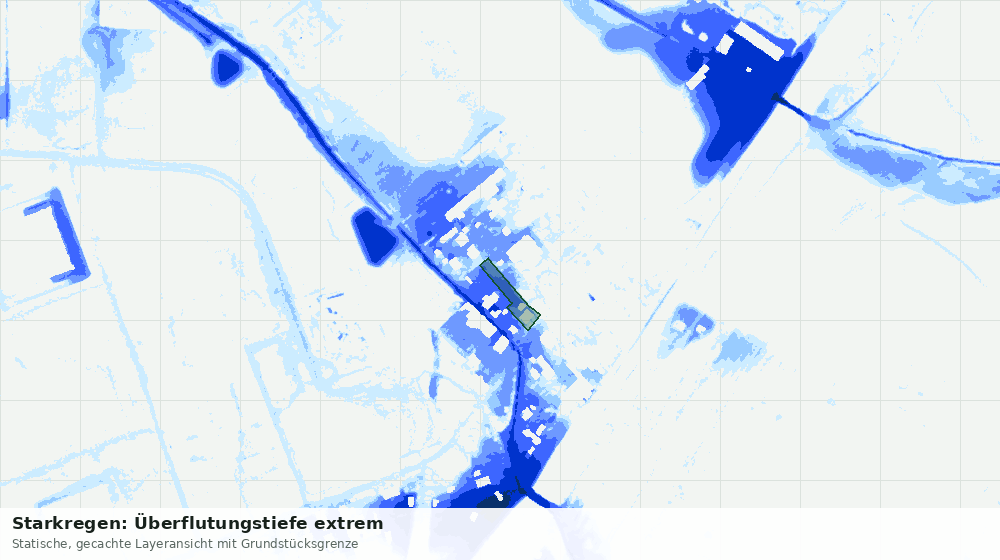 Statische Kartenansicht: Starkregen: Überflutungstiefe extrem