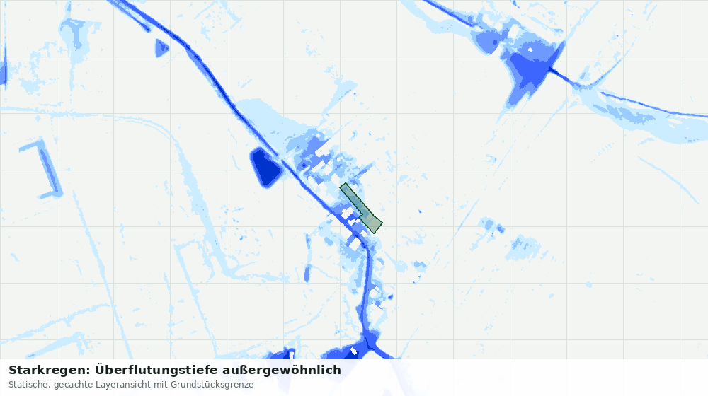 Statische Kartenansicht: Starkregen: Überflutungstiefe außergewöhnlich