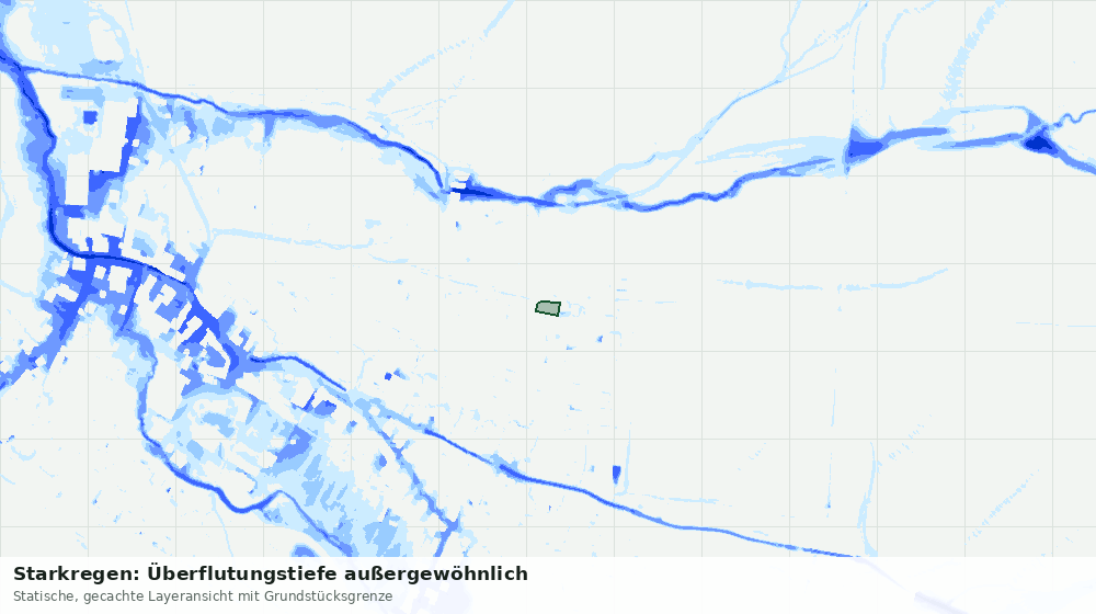 Statische Kartenansicht: Starkregen: Überflutungstiefe außergewöhnlich