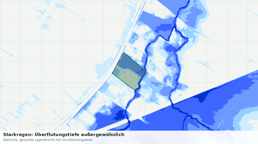 Statische Kartenansicht: Starkregen: Überflutungstiefe außergewöhnlich