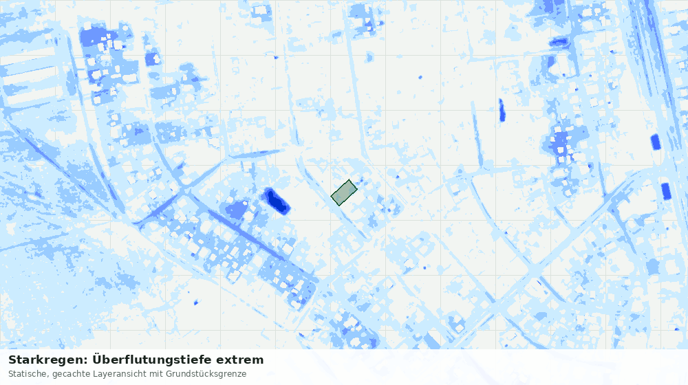 Statische Kartenansicht: Starkregen: Überflutungstiefe extrem