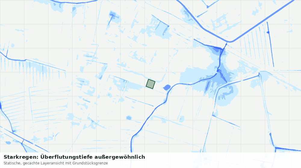 Statische Kartenansicht: Starkregen: Überflutungstiefe außergewöhnlich