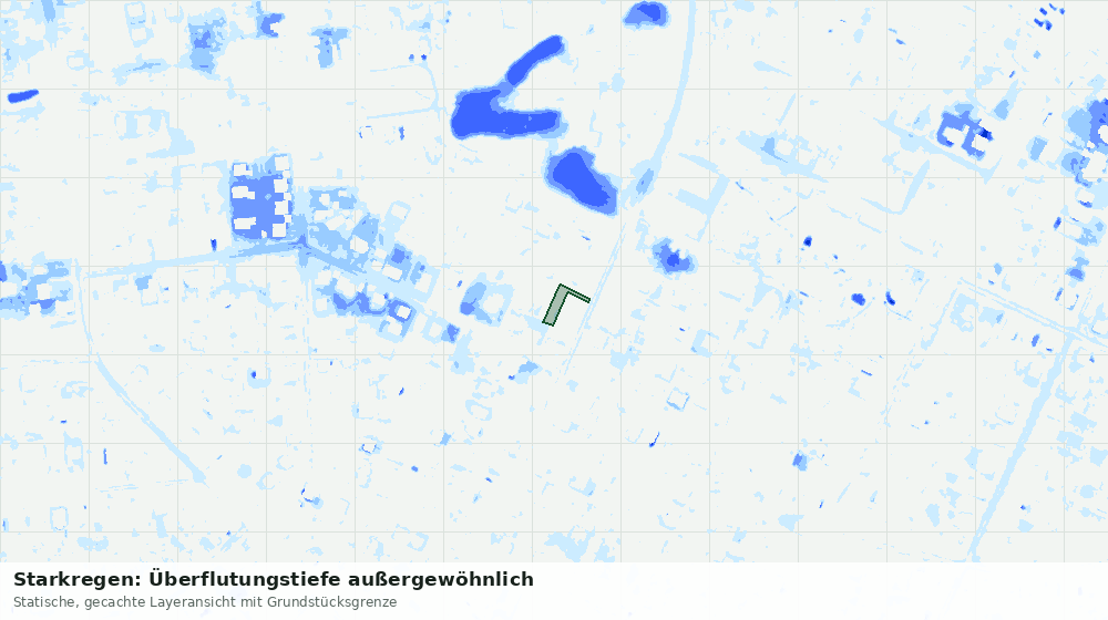 Statische Kartenansicht: Starkregen: Überflutungstiefe außergewöhnlich