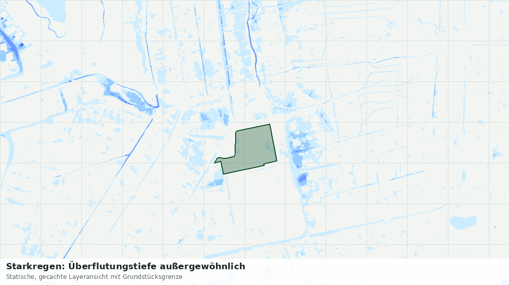 Statische Kartenansicht: Starkregen: Überflutungstiefe außergewöhnlich