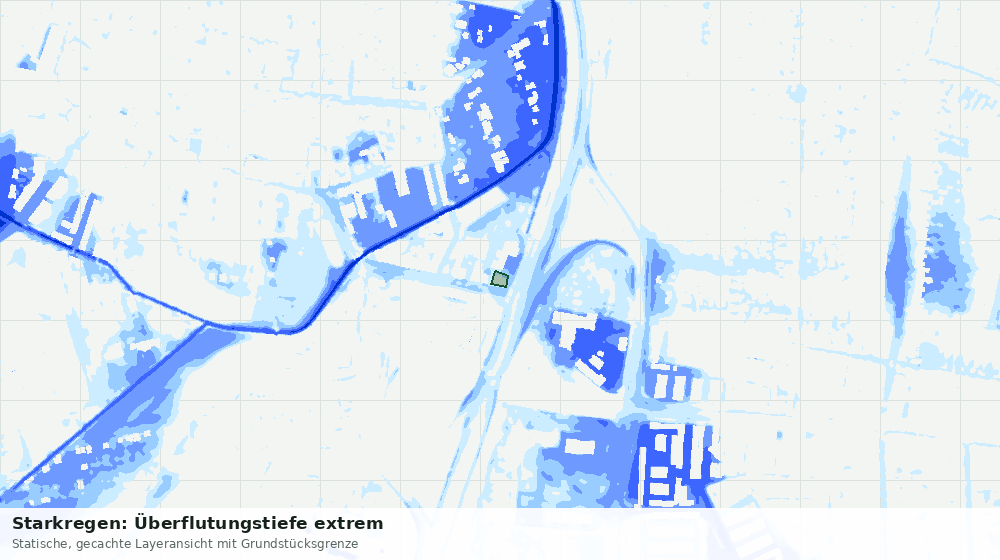 Statische Kartenansicht: Starkregen: Überflutungstiefe extrem