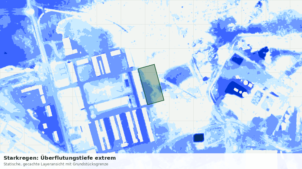Statische Kartenansicht: Starkregen: Überflutungstiefe extrem