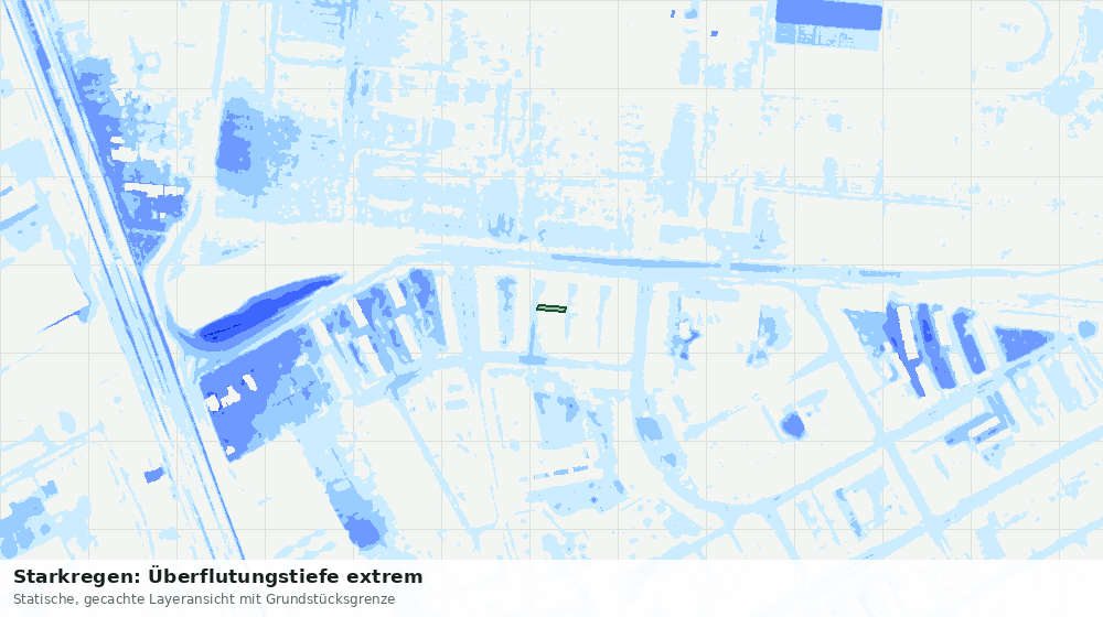 Statische Kartenansicht: Starkregen: Überflutungstiefe extrem