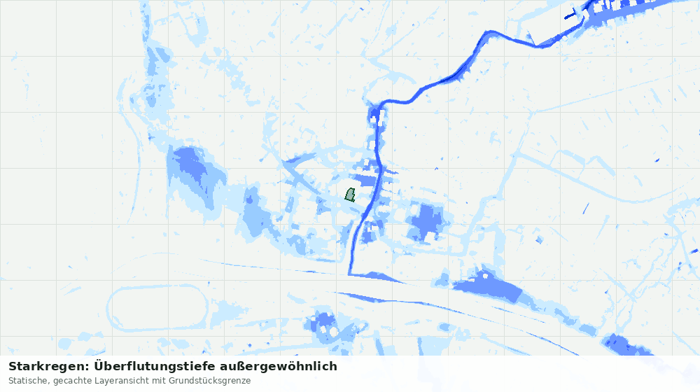 Statische Kartenansicht: Starkregen: Überflutungstiefe außergewöhnlich