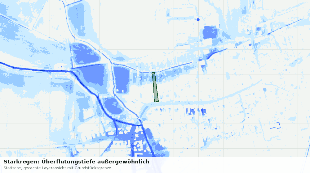 Statische Kartenansicht: Starkregen: Überflutungstiefe außergewöhnlich