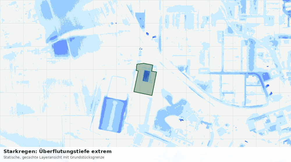 Statische Kartenansicht: Starkregen: Überflutungstiefe extrem