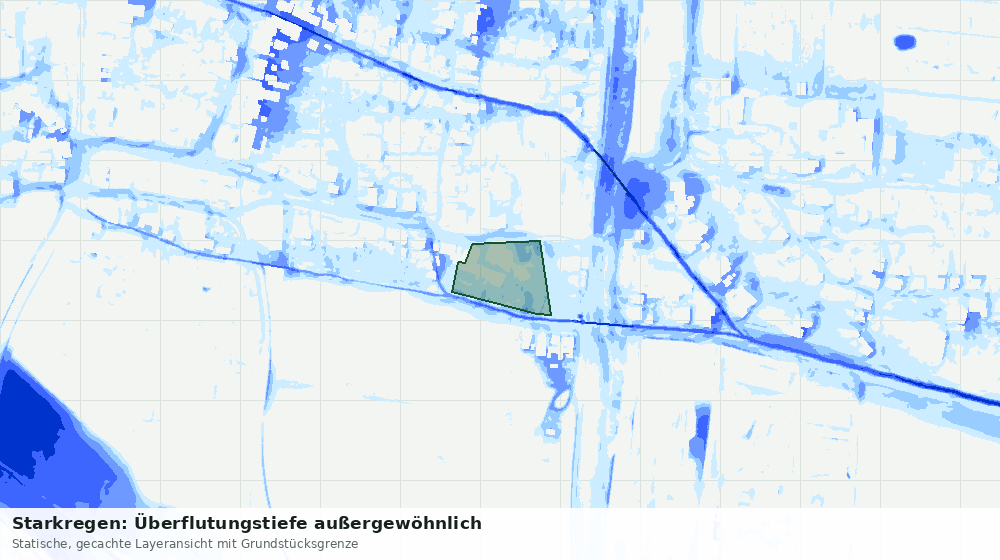 Statische Kartenansicht: Starkregen: Überflutungstiefe außergewöhnlich