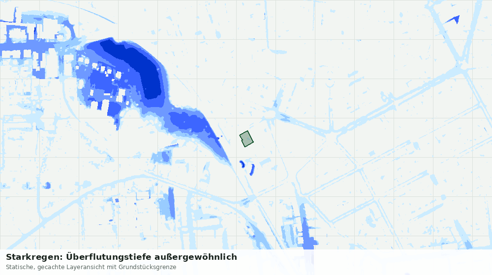 Statische Kartenansicht: Starkregen: Überflutungstiefe außergewöhnlich