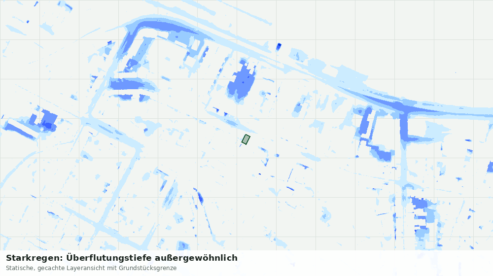 Statische Kartenansicht: Starkregen: Überflutungstiefe außergewöhnlich