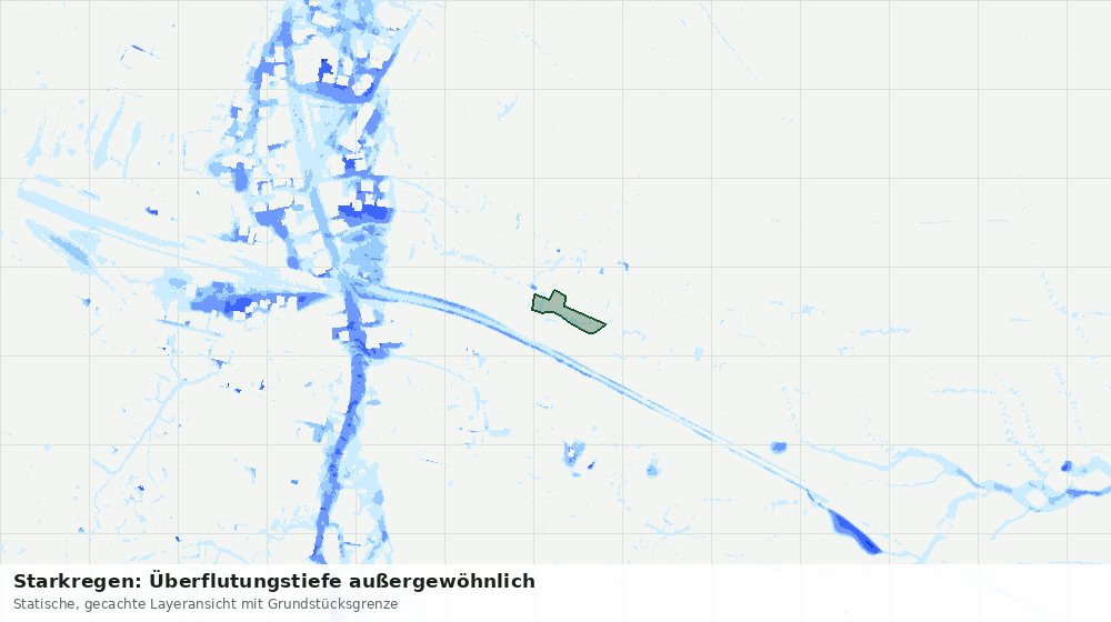 Statische Kartenansicht: Starkregen: Überflutungstiefe außergewöhnlich