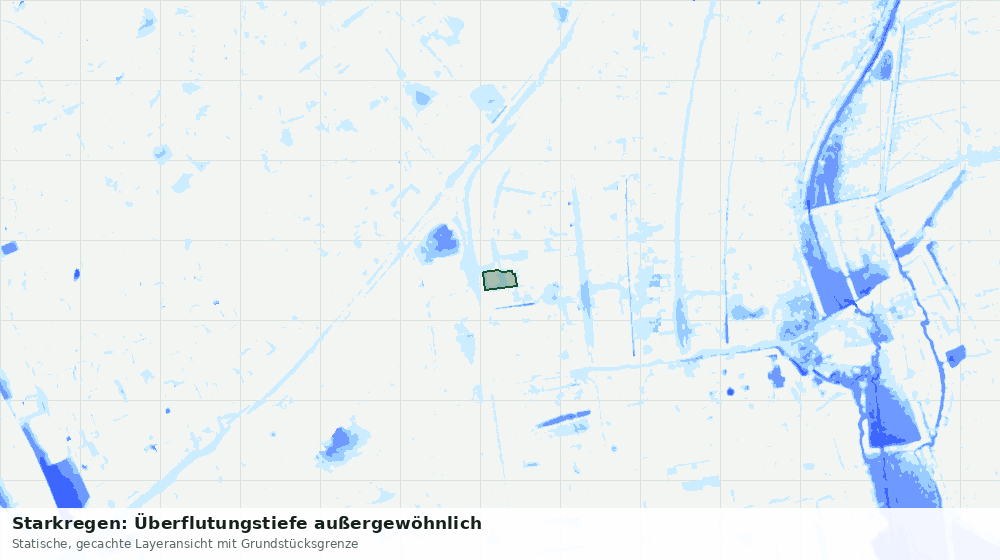 Statische Kartenansicht: Starkregen: Überflutungstiefe außergewöhnlich