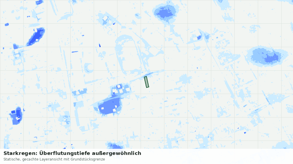 Statische Kartenansicht: Starkregen: Überflutungstiefe außergewöhnlich