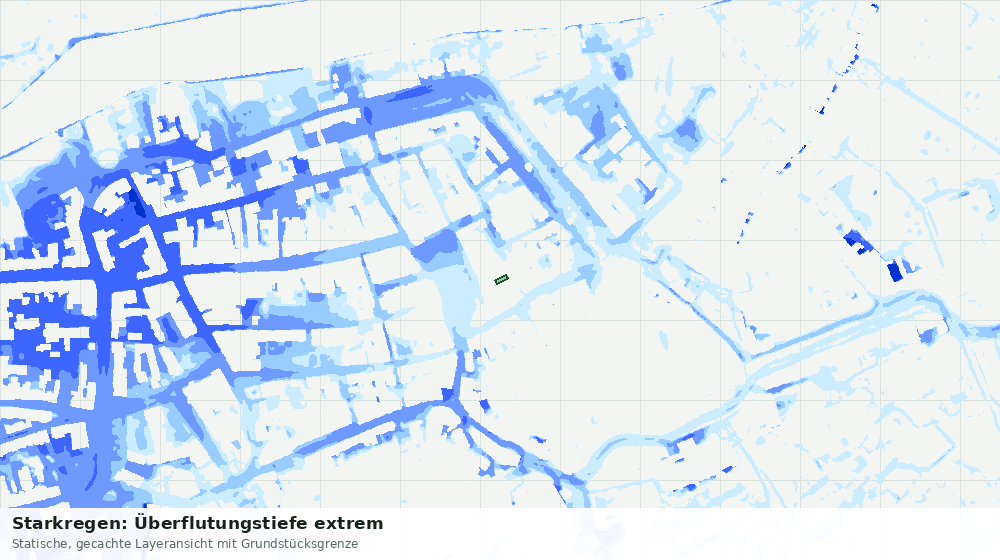 Statische Kartenansicht: Starkregen: Überflutungstiefe extrem
