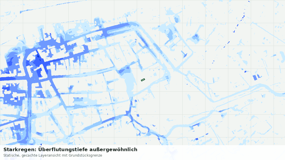 Statische Kartenansicht: Starkregen: Überflutungstiefe außergewöhnlich