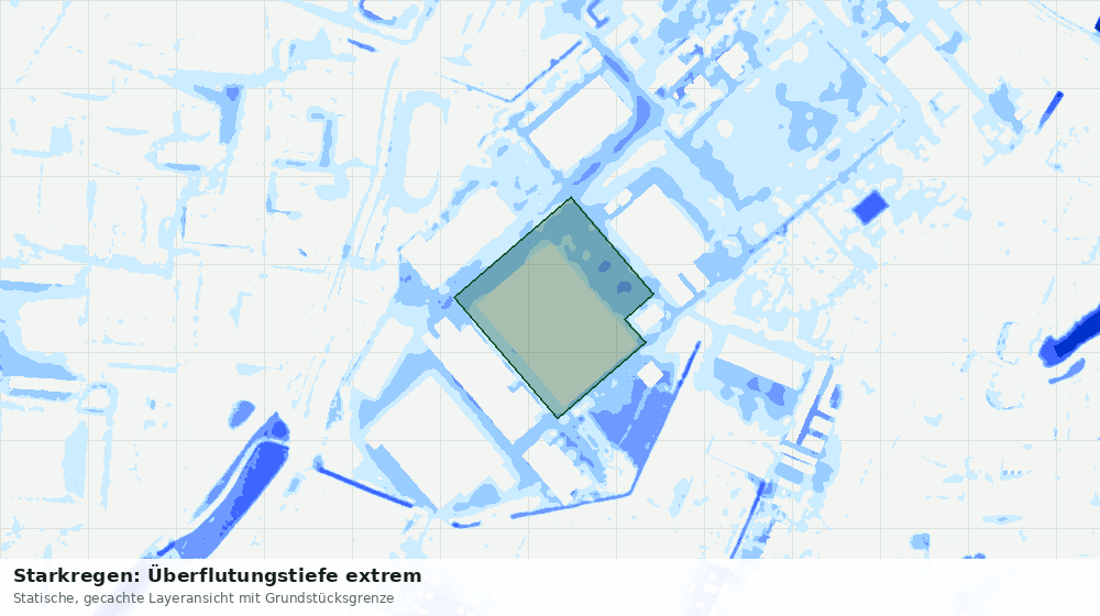 Statische Kartenansicht: Starkregen: Überflutungstiefe extrem