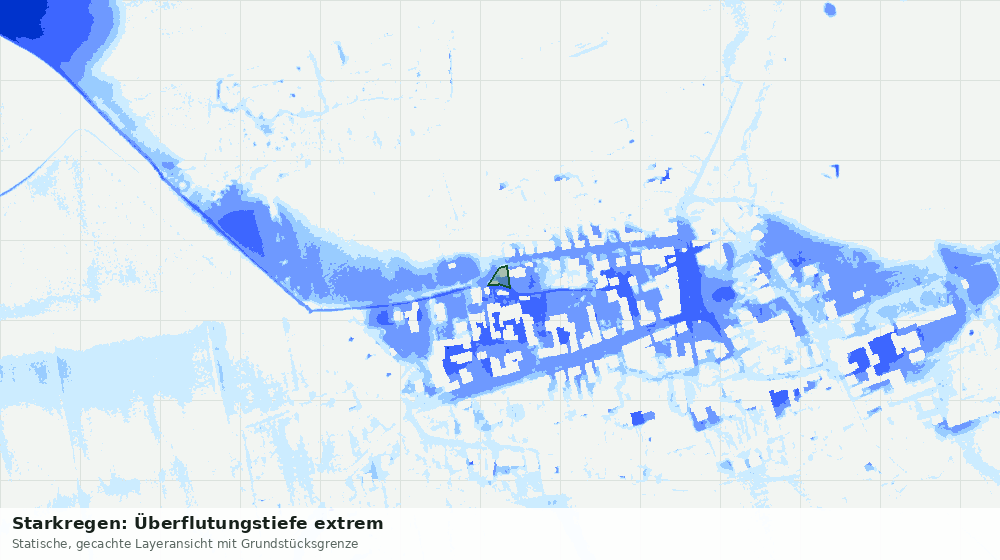 Statische Kartenansicht: Starkregen: Überflutungstiefe extrem