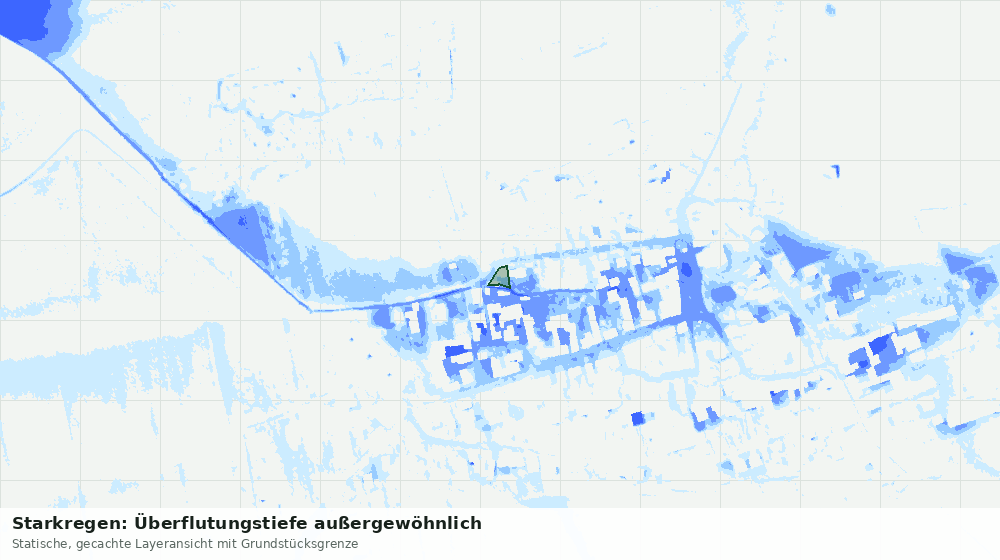 Statische Kartenansicht: Starkregen: Überflutungstiefe außergewöhnlich