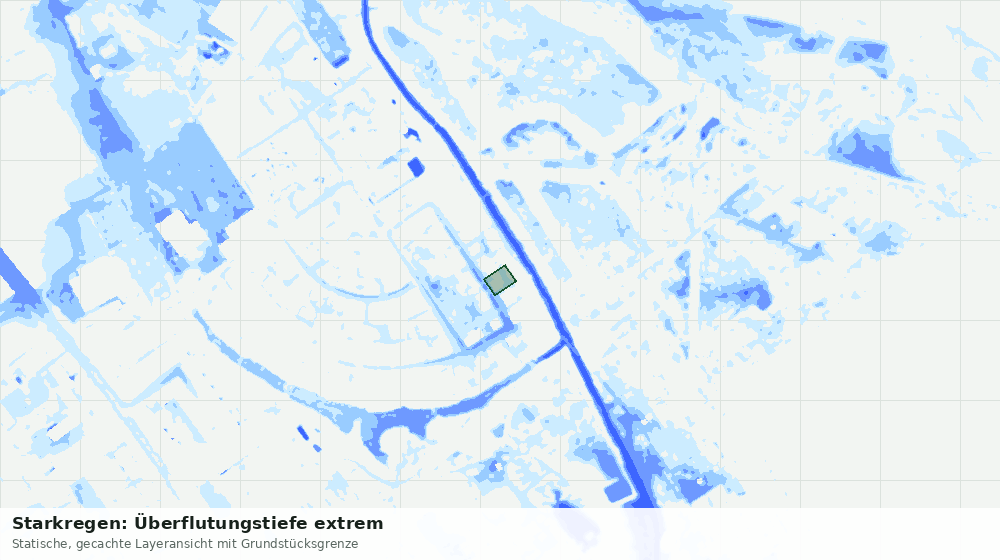 Statische Kartenansicht: Starkregen: Überflutungstiefe extrem
