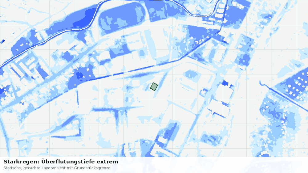 Statische Kartenansicht: Starkregen: Überflutungstiefe extrem