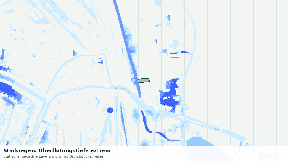 Statische Kartenansicht: Starkregen: Überflutungstiefe extrem