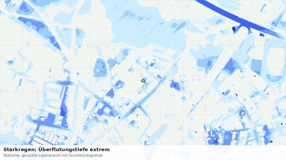 Statische Kartenansicht: Starkregen: Überflutungstiefe extrem