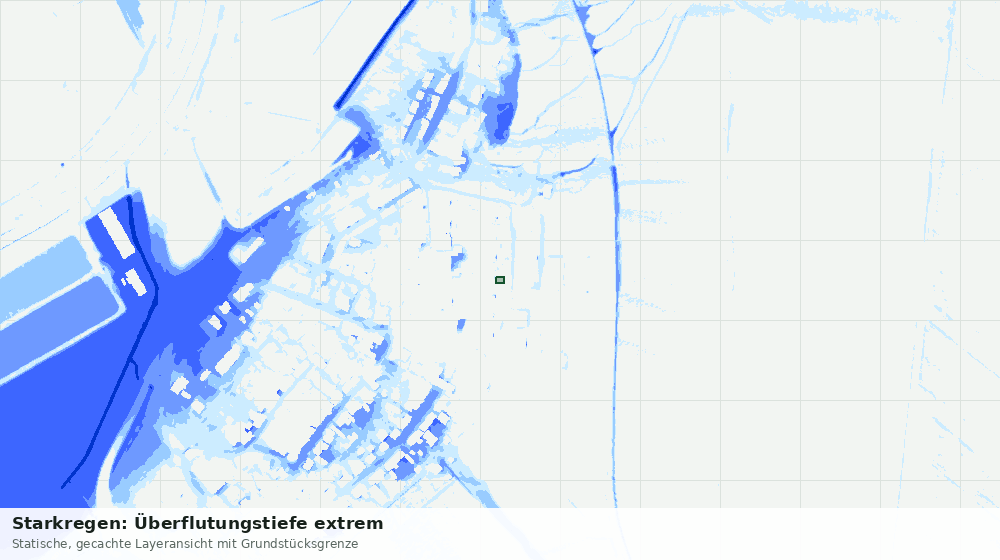Statische Kartenansicht: Starkregen: Überflutungstiefe extrem