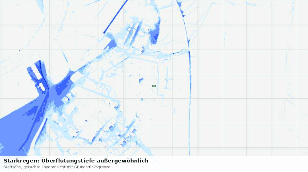 Statische Kartenansicht: Starkregen: Überflutungstiefe außergewöhnlich