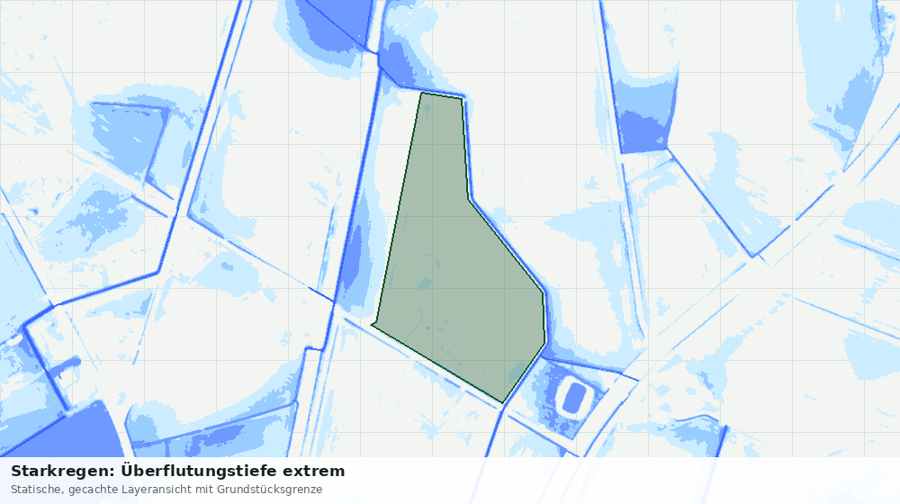 Statische Kartenansicht: Starkregen: Überflutungstiefe extrem