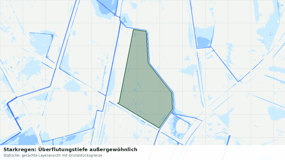 Statische Kartenansicht: Starkregen: Überflutungstiefe außergewöhnlich
