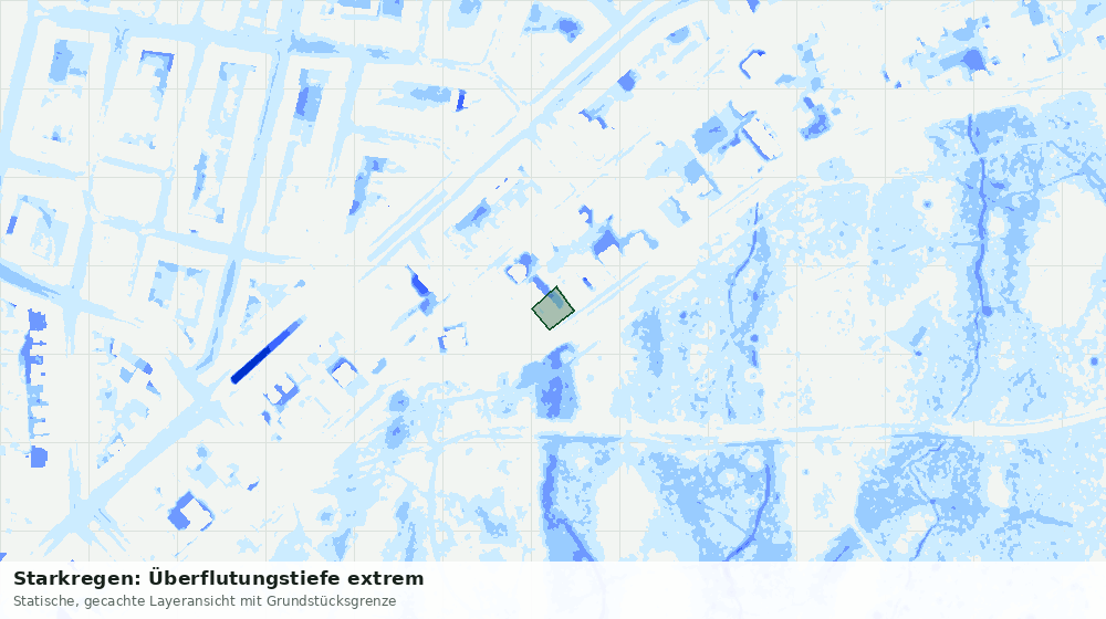 Statische Kartenansicht: Starkregen: Überflutungstiefe extrem