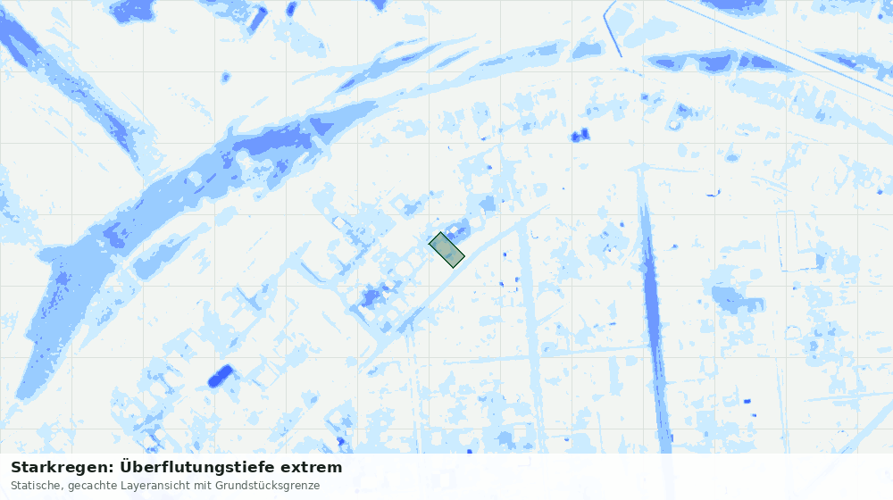Statische Kartenansicht: Starkregen: Überflutungstiefe extrem