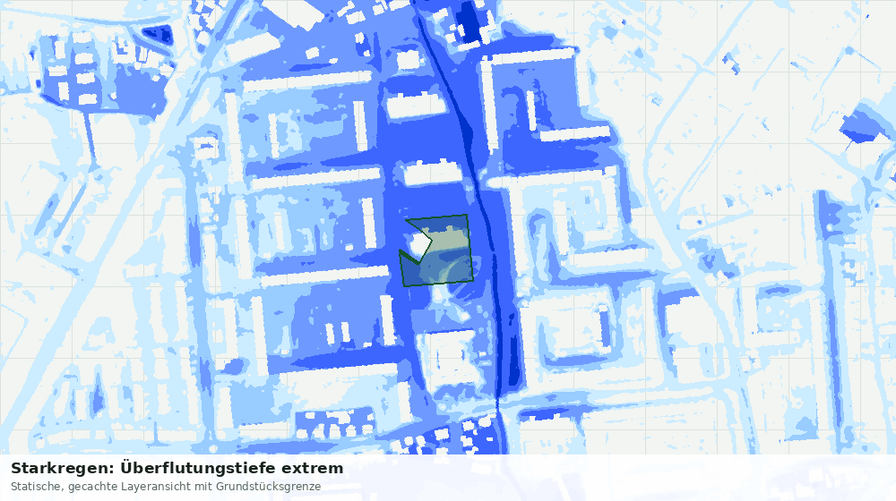 Statische Kartenansicht: Starkregen: Überflutungstiefe extrem
