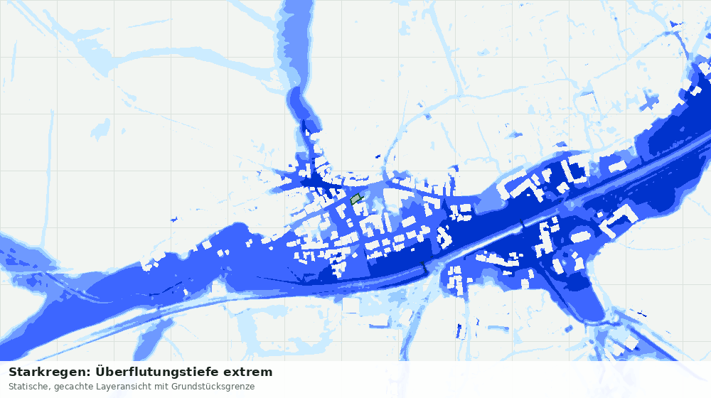 Statische Kartenansicht: Starkregen: Überflutungstiefe extrem