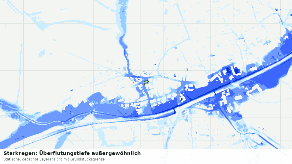 Statische Kartenansicht: Starkregen: Überflutungstiefe außergewöhnlich