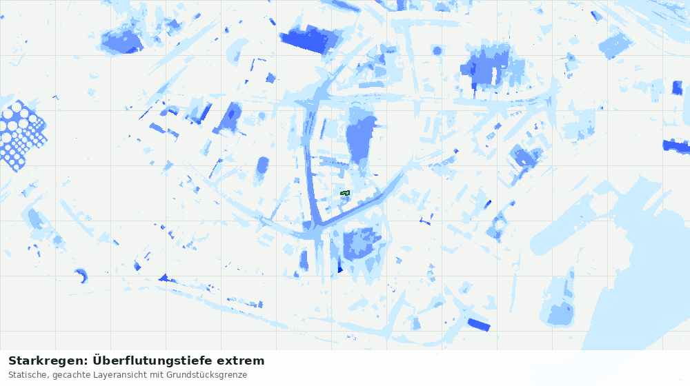 Statische Kartenansicht: Starkregen: Überflutungstiefe extrem