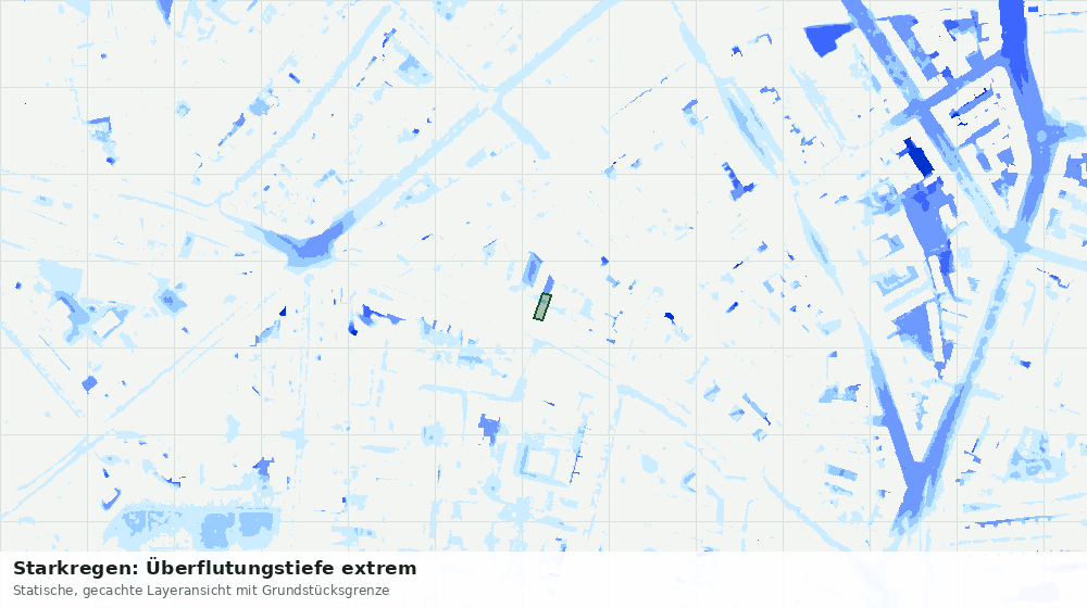 Statische Kartenansicht: Starkregen: Überflutungstiefe extrem