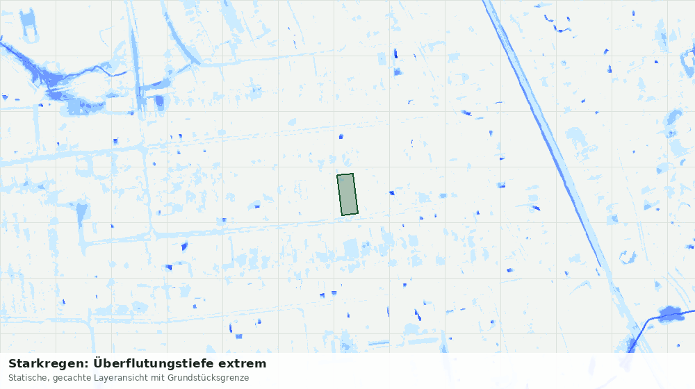 Statische Kartenansicht: Starkregen: Überflutungstiefe extrem