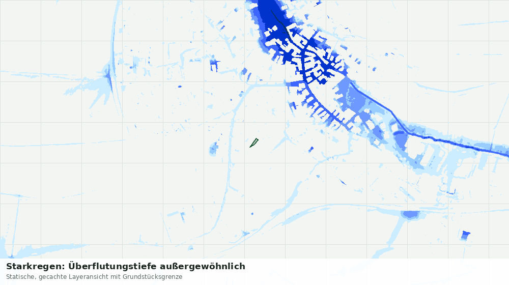 Statische Kartenansicht: Starkregen: Überflutungstiefe außergewöhnlich