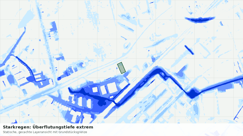 Statische Kartenansicht: Starkregen: Überflutungstiefe extrem