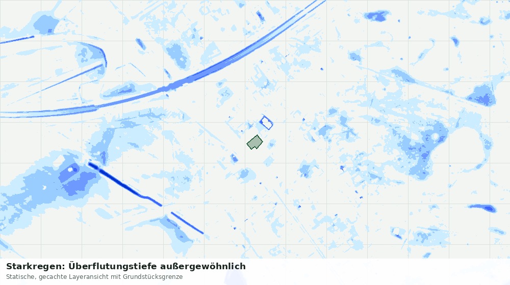 Statische Kartenansicht: Starkregen: Überflutungstiefe außergewöhnlich