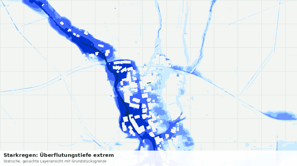 Statische Kartenansicht: Starkregen: Überflutungstiefe extrem