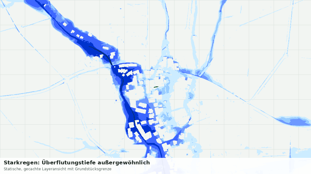 Statische Kartenansicht: Starkregen: Überflutungstiefe außergewöhnlich