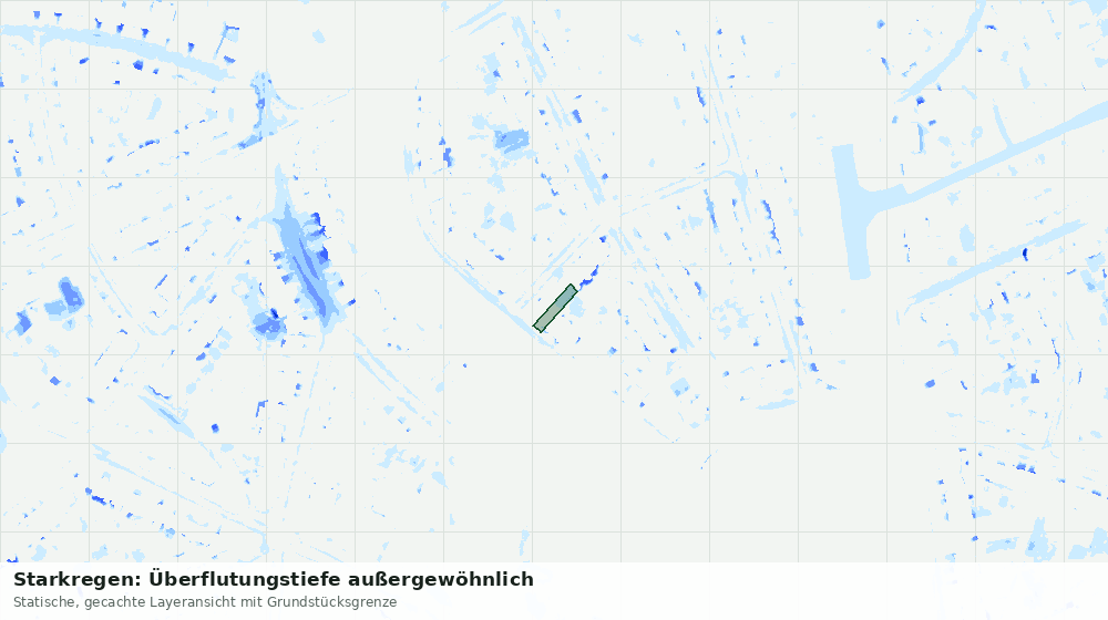 Statische Kartenansicht: Starkregen: Überflutungstiefe außergewöhnlich
