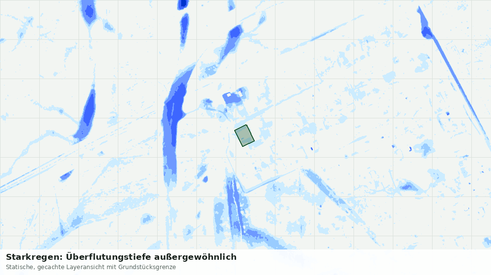 Statische Kartenansicht: Starkregen: Überflutungstiefe außergewöhnlich
