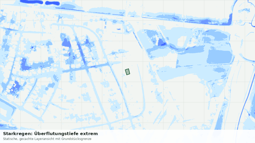 Statische Kartenansicht: Starkregen: Überflutungstiefe extrem