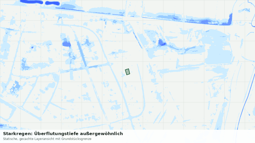 Statische Kartenansicht: Starkregen: Überflutungstiefe außergewöhnlich